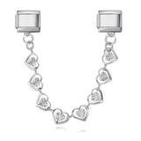 New Stainless Steel Heart-shaped Pendant Italian Module Bracelet with Double Hooks DIY Elastic Splicing Strap Chain New Stainless Steel Heart-shaped Pendant Italian Module Bracelet with Double Hooks DIY Elastic Splicing Strap Chain