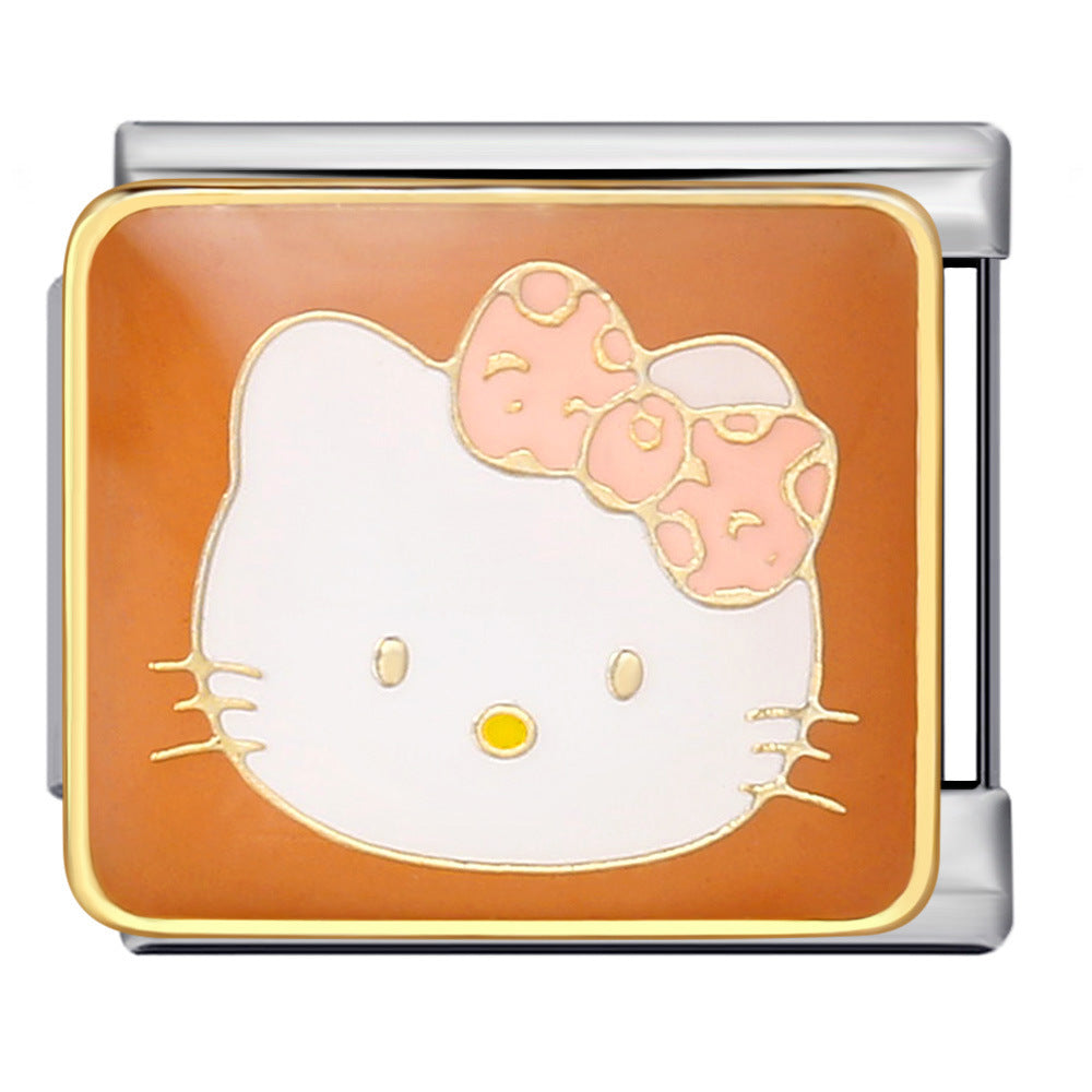 Wholesale of New Square Titanium Steel Bracelet Welding, Gold Plating, Drip Oil Cartoon DIY Italian Module Bracelet From Europe and America Wholesale of New Square Titanium Steel Bracelet Welding, Gold Plating, Drip Oil Cartoon DIY Italian Module Bracelet From Europe and America