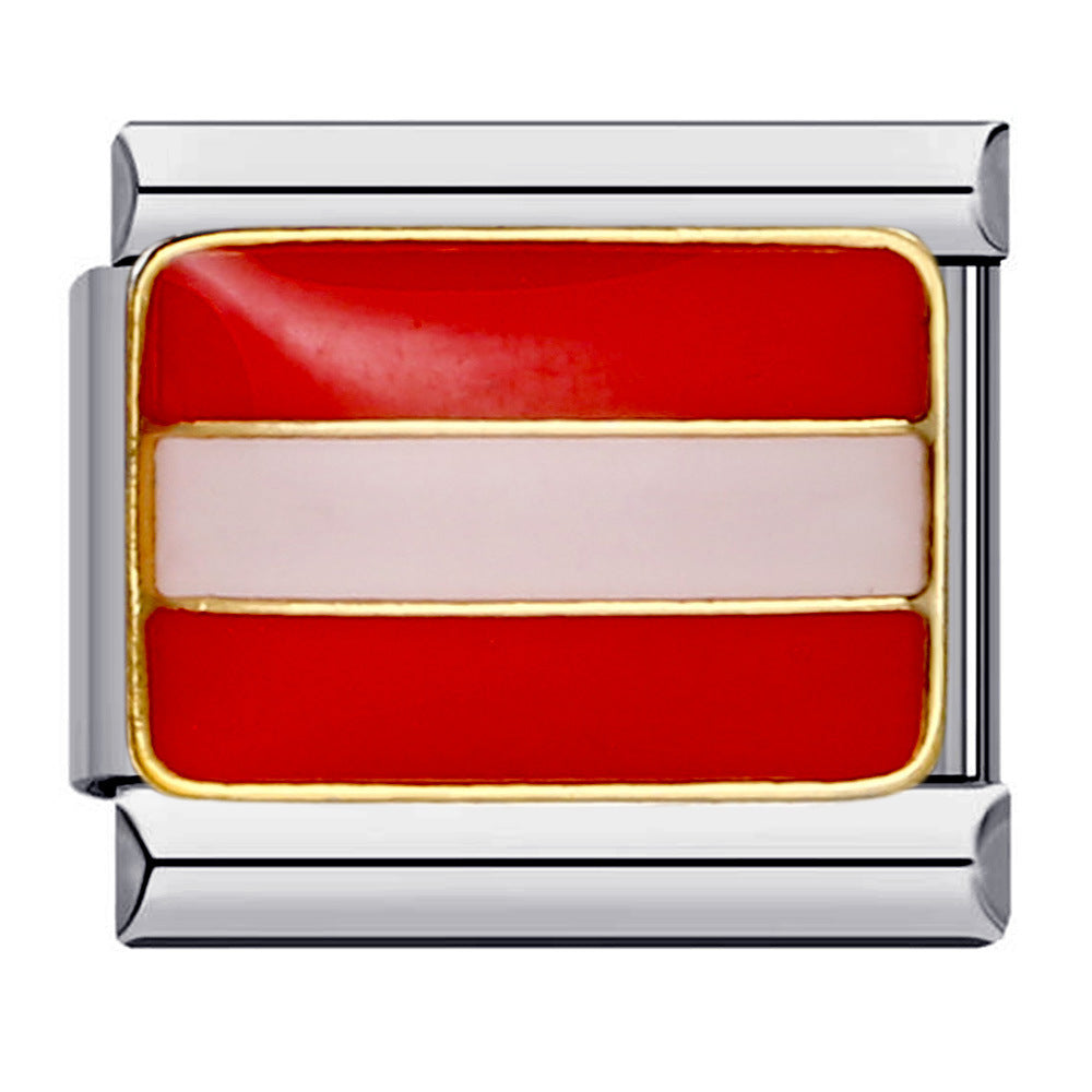 Flag, National Flag, Italian Module, Bracelet, Stainless Steel, Gold-plated, Oil Dripping, Welding Pattern, DIY Bracelet Wholesale Flag, National Flag, Italian Module, Bracelet, Stainless Steel, Gold-plated, Oil Dripping, Welding Pattern, DIY Bracelet Wholesale