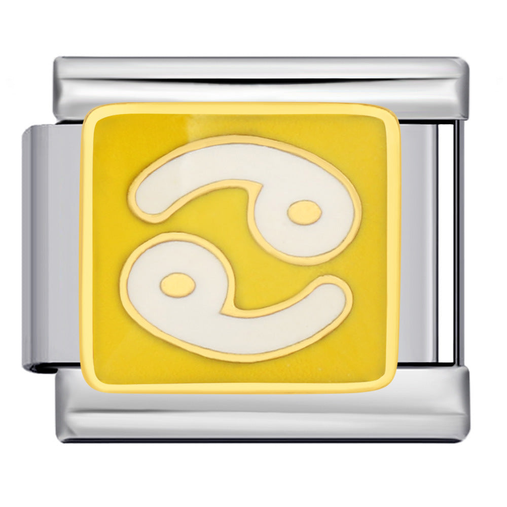 Simplified 12 Constellation Italian Module Bracelet Titanium Steel Gold Plated Welding Drip Oil DIY Elastic Splicing Bracelet Simplified 12 Constellation Italian Module Bracelet Titanium Steel Gold Plated Welding Drip Oil DIY Elastic Splicing Bracelet