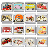 Hot Selling Fire Truck Train Italian Modular Bracelet DIY Titanium Steel Welding Gold Plated Drip Oil Bangle Hot Selling Fire Truck Train Italian Modular Bracelet DIY Titanium Steel Welding Gold Plated Drip Oil Bangle