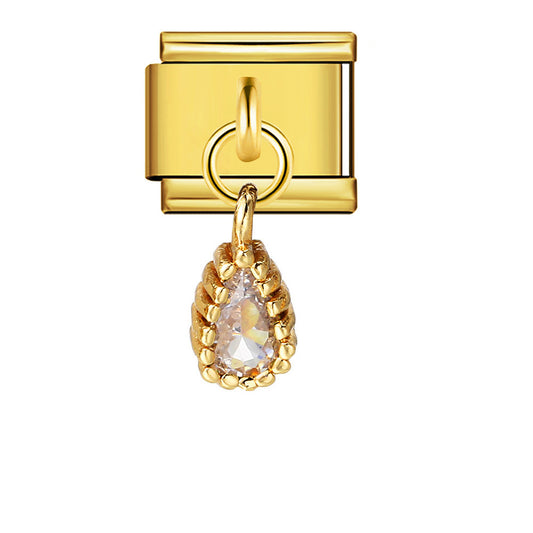 New Pearl Gemstone Hook Pendant Italian Module Bracelet DIY Elastic Splicing Stainless Steel Bracelet