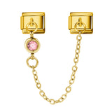 Cross Border Hot Selling 12th Birthday Stone Italian Module Bracelet Gold Hook Pendant DIY Elastic Stainless Steel Bracelet Cross Border Hot Selling 12th Birthday Stone Italian Module Bracelet Gold Hook Pendant DIY Elastic Stainless Steel Bracelet