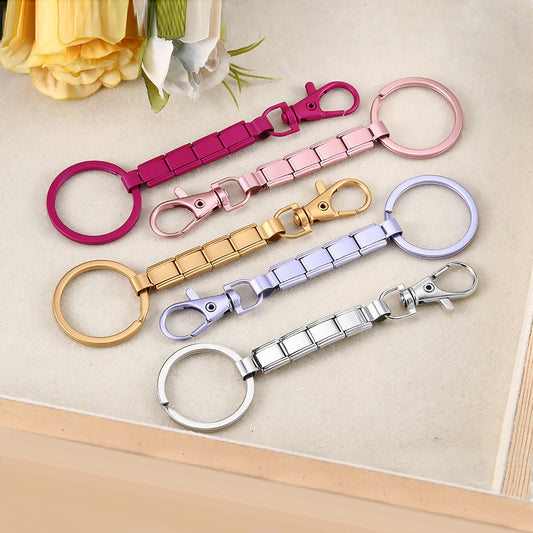 New Spray Painting Technology Multi-color Keychain DIY Splicing Module Bracelet Pendant Stainless Steel Strap Chain Wholesale