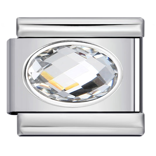 Elliptical Colored Stone Italian Module Bracelet Birthday Stone Stainless Steel DIY Simple and Versatile Bracelet Accessories