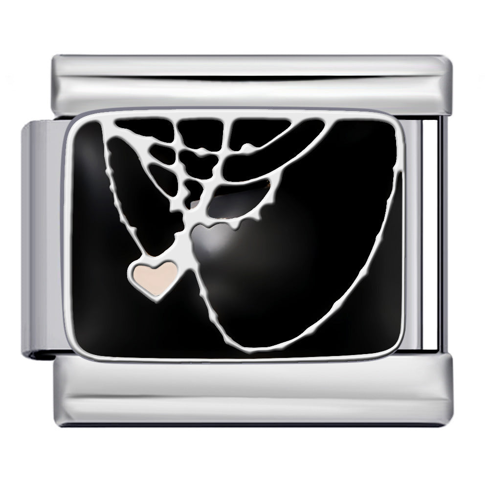 Pink Pattern Italian Module Bracelet Titanium Steel Welding Drip Oil Pattern DIY Bracelet Gift for Girls Pink Pattern Italian Module Bracelet Titanium Steel Welding Drip Oil Pattern DIY Bracelet Gift for Girls