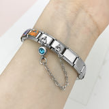 Cross Border Hot Selling 12th Birthday Stone Italian Module Bracelet Gold Hook Pendant DIY Elastic Stainless Steel Bracelet Cross Border Hot Selling 12th Birthday Stone Italian Module Bracelet Gold Hook Pendant DIY Elastic Stainless Steel Bracelet