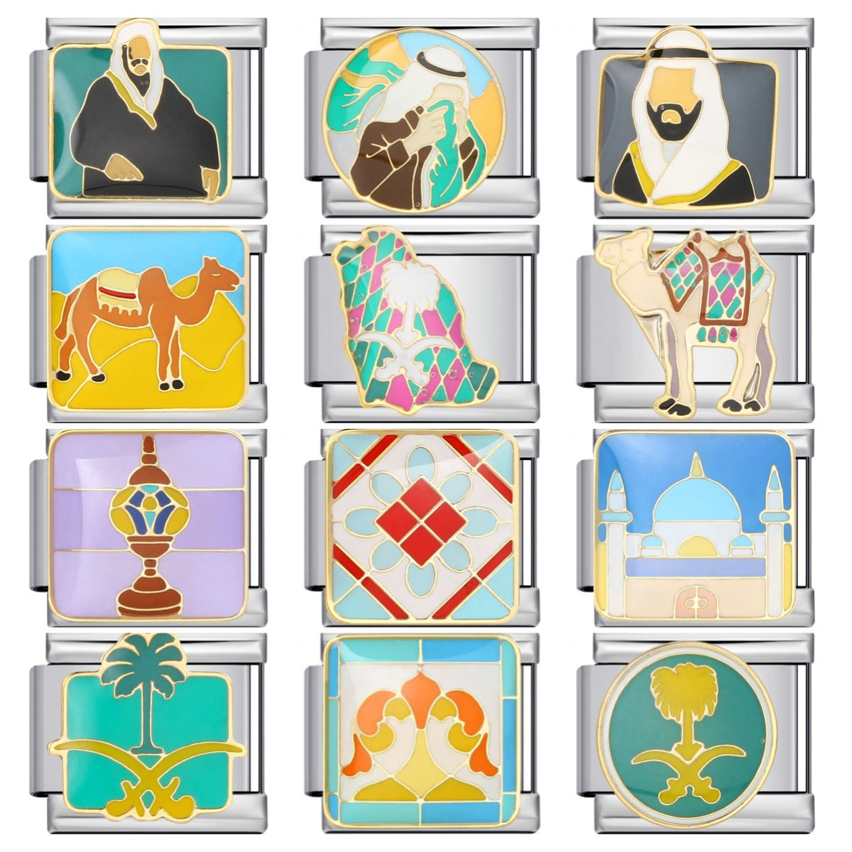 New Arab Culture Italian Module Bracelet Stainless Steel Welding Drip Oil DIY Elastic Bracelet New Arab Culture Italian Module Bracelet Stainless Steel Welding Drip Oil DIY Elastic Bracelet