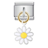 Single Silver Bottom Flower Pendant Italian Module Bracelet Stainless Steel Gold Plated Drip Oil DIY Hook Bracelet Single Silver Bottom Flower Pendant Italian Module Bracelet Stainless Steel Gold Plated Drip Oil DIY Hook Bracelet