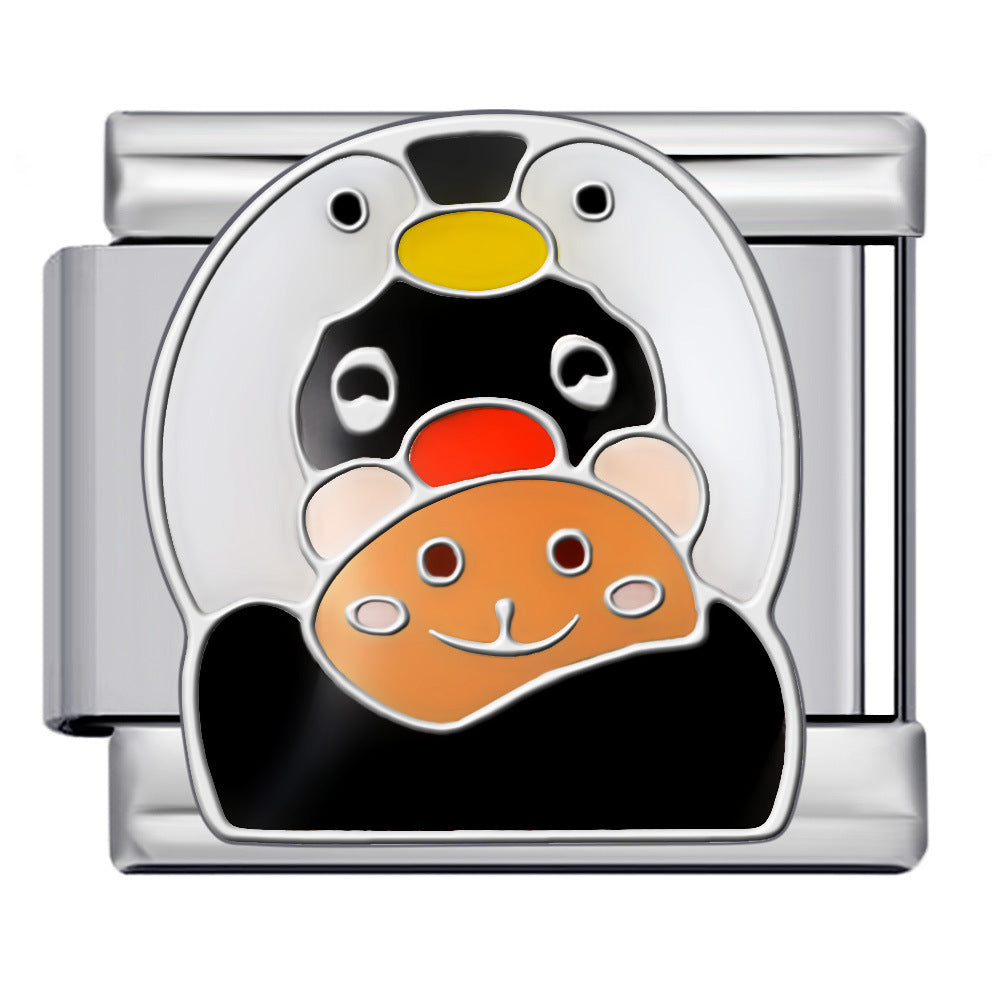 New Cartoon Animation Gold-plated Oil Drop DIY Italian Module Bracelet with Personalized Welding Pattern Stainless Steel Bracelet New Cartoon Animation Gold-plated Oil Drop DIY Italian Module Bracelet with Personalized Welding Pattern Stainless Steel Bracelet