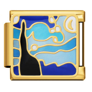 Gold Bottom Tourist Resort Scenery Pattern Italian Module Bracelet DIY Welding Drip Oil Stainless Steel Strap Chain Gold Bottom Tourist Resort Scenery Pattern Italian Module Bracelet DIY Welding Drip Oil Stainless Steel Strap Chain