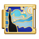 Gold Bottom Tourist Resort Scenery Pattern Italian Module Bracelet DIY Welding Drip Oil Stainless Steel Strap Chain Gold Bottom Tourist Resort Scenery Pattern Italian Module Bracelet DIY Welding Drip Oil Stainless Steel Strap Chain