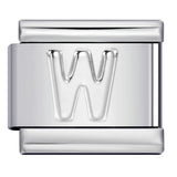 Italian Stainless Steel Silver Raised 26 Letter DIY Module Bracelet with Free Splicing Elastic Watch Strap Italian Stainless Steel Silver Raised 26 Letter DIY Module Bracelet with Free Splicing Elastic Watch Strap