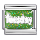 Sparkling Powder Series English Week Italian Module Bracelet Titanium Steel Welding DIY Splicing Elastic Bracelet Sparkling Powder Series English Week Italian Module Bracelet Titanium Steel Welding DIY Splicing Elastic Bracelet