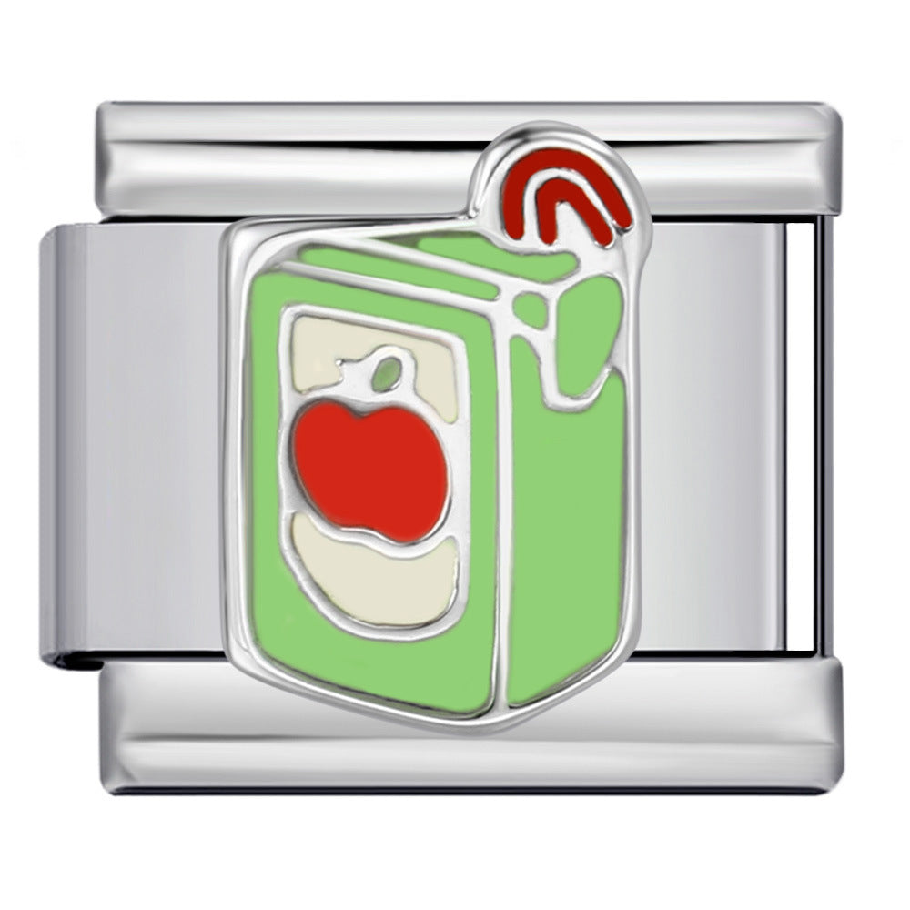 Gourmet Series Italian Module Bracelet Titanium Steel Welding Drip Oil Cartoon Pattern DIY Elastic Splicing Bracelet Gourmet Series Italian Module Bracelet Titanium Steel Welding Drip Oil Cartoon Pattern DIY Elastic Splicing Bracelet