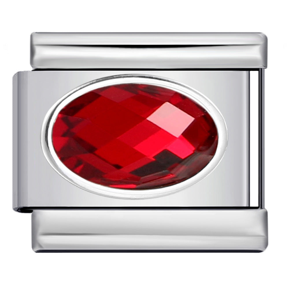 Elliptical Colored Stone Italian Module Bracelet Birthday Stone Stainless Steel DIY Simple and Versatile Bracelet Accessories Elliptical Colored Stone Italian Module Bracelet Birthday Stone Stainless Steel DIY Simple and Versatile Bracelet Accessories