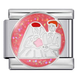 Romantic Valentine's Day Sweet Series Italian Module Bracelet Titanium Steel Welding Drip Oil Pattern DIY Bracelet Romantic Valentine's Day Sweet Series Italian Module Bracelet Titanium Steel Welding Drip Oil Pattern DIY Bracelet