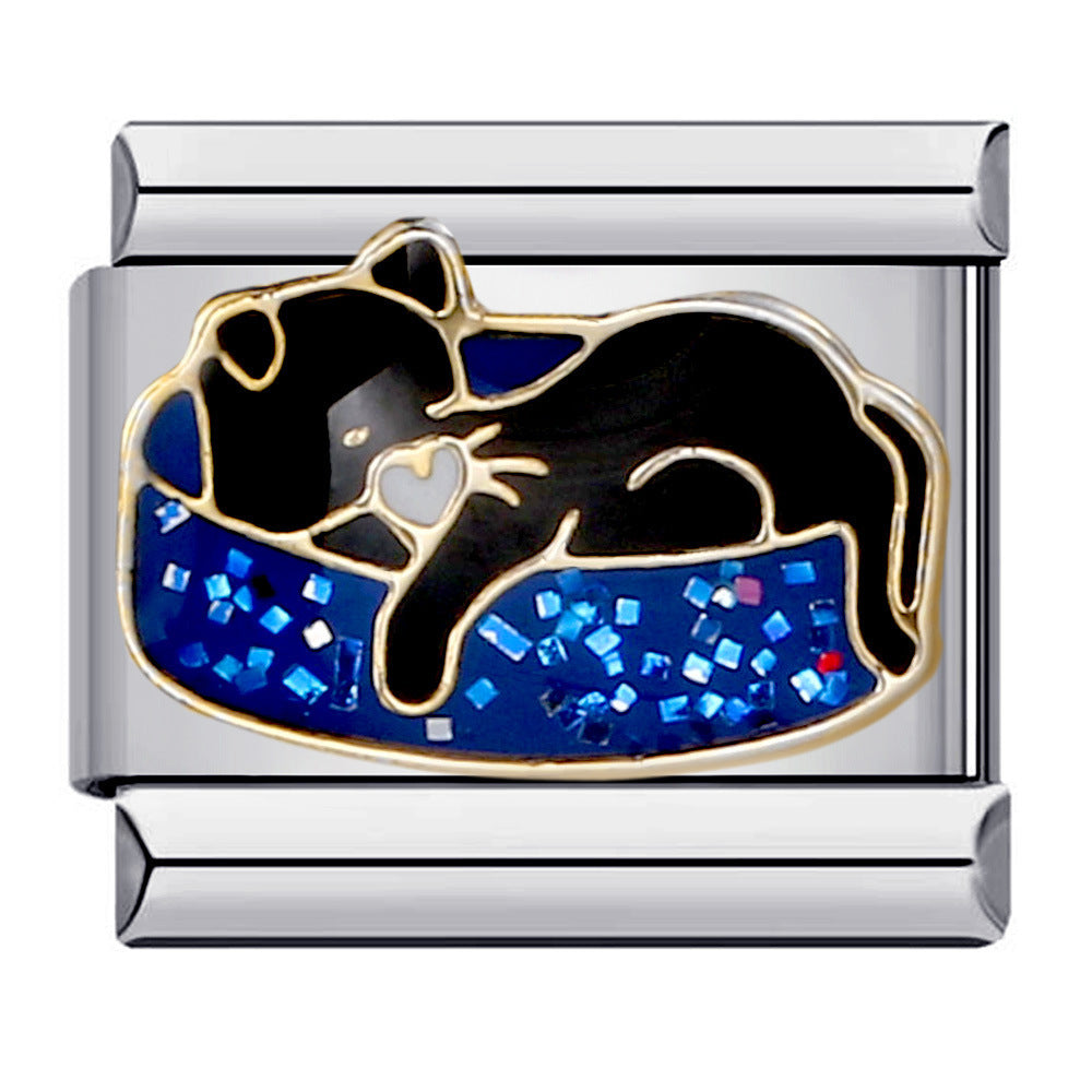 New Cute Animal Italian Modular Bracelet Titanium Steel Welding Oil Drip Cartoon DIY Fashion Wristband New Cute Animal Italian Modular Bracelet Titanium Steel Welding Oil Drip Cartoon DIY Fashion Wristband