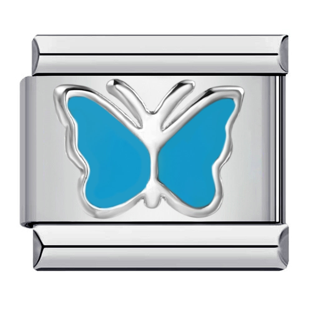 Titanium Steel Love Butterfly Stamping Pattern Color Drip Oil DIY Italian Module Bracelet Italian Charm Reference Knowledge 70/1000 T Titanium Steel Love Butterfly Stamping Pattern Color Drip Oil DIY Italian Module Bracelet Italian Charm Reference Knowledge 70/1000 T