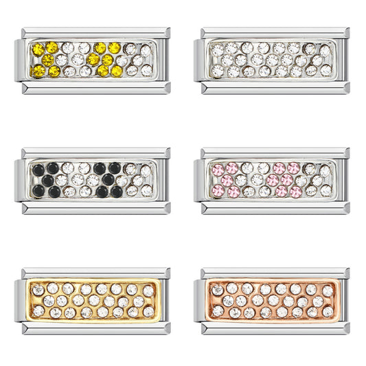 Long Diamond Studded Italian Module Bracelet, New Titanium Steel Welded Oil Drop Cartoon DIY Splicing Bracelet