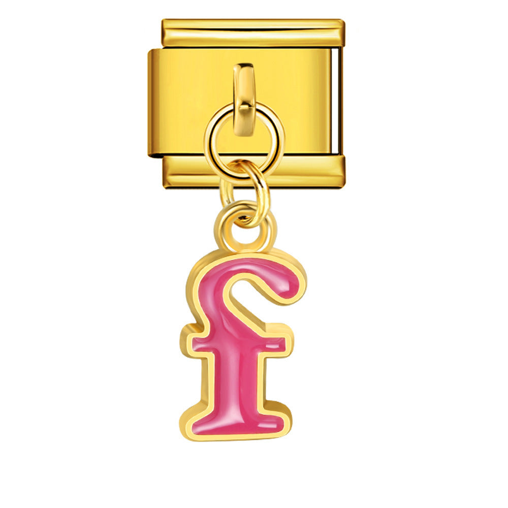 Gold Background, Colorful Oil Dripping Letters, Italian Module Bracelet, Titanium Steel Welded Hook, Fashionable and Simple Wristband Accessory Gold Background, Colorful Oil Dripping Letters, Italian Module Bracelet, Titanium Steel Welded Hook, Fashionable and Simple Wristband Accessory