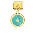 Round Pendant with Gold and Silver Base, Italian Module Bracelet, Titanium Steel Drip Oil Hook, Fashionable DIY Versatile Bracelet Round Pendant with Gold and Silver Base, Italian Module Bracelet, Titanium Steel Drip Oil Hook, Fashionable DIY Versatile Bracelet