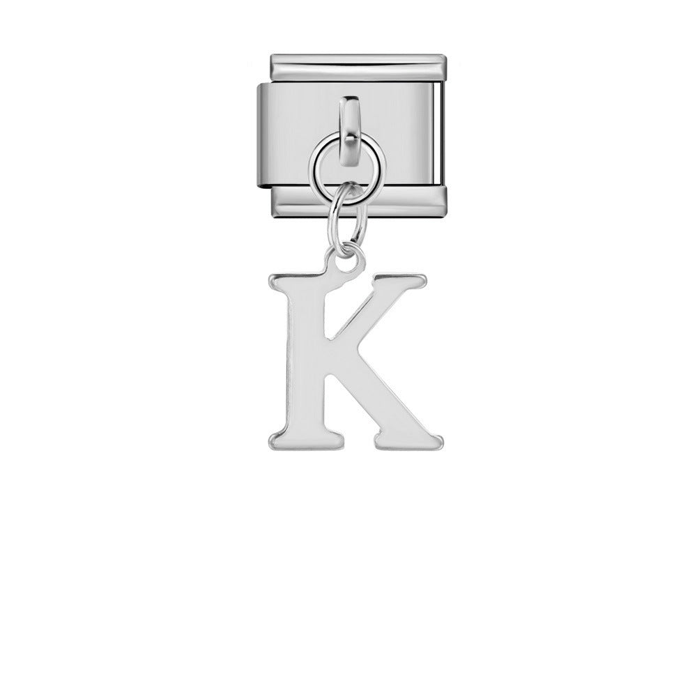 Silver Simplified Letter Italian Module Bracelet Titanium Steel Handmade DIY Hook Elastic Splicing Bracelet Accessories Silver Simplified Letter Italian Module Bracelet Titanium Steel Handmade DIY Hook Elastic Splicing Bracelet Accessories