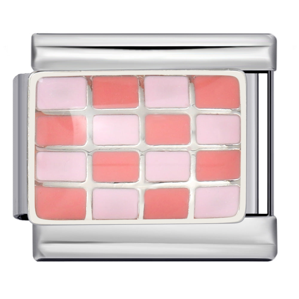 Pink Italian Modular Bracelet Titanium Steel Welding Gold Plated DIY Cartoon Free Connect Bracelet Pink Italian Modular Bracelet Titanium Steel Welding Gold Plated DIY Cartoon Free Connect Bracelet