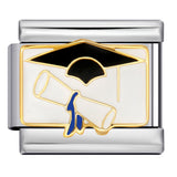 Student Graduation Pattern Italian Module Bracelet DIY Titanium Steel Welded Oil-Drip Elastic Splice Watch Strap Chain Student Graduation Pattern Italian Module Bracelet DIY Titanium Steel Welded Oil-Drip Elastic Splice Watch Strap Chain