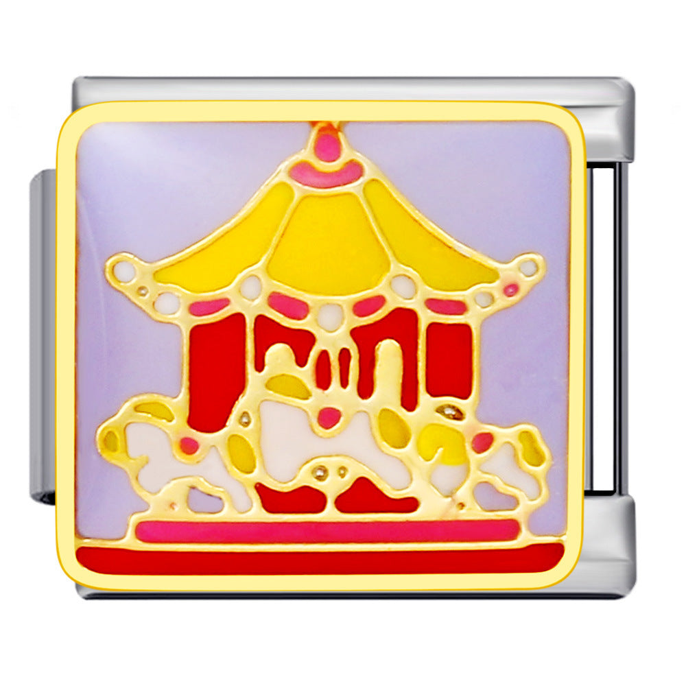 Colorful Childhood Toys Italian Module Bracelet Titanium Steel Welding Drip Oil Pattern DIY Bracelet Gift for Girls Colorful Childhood Toys Italian Module Bracelet Titanium Steel Welding Drip Oil Pattern DIY Bracelet Gift for Girls