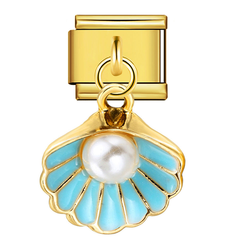 New Pearl Gemstone Hook Pendant Italian Module Bracelet DIY Elastic Splicing Stainless Steel Bracelet New Pearl Gemstone Hook Pendant Italian Module Bracelet DIY Elastic Splicing Stainless Steel Bracelet