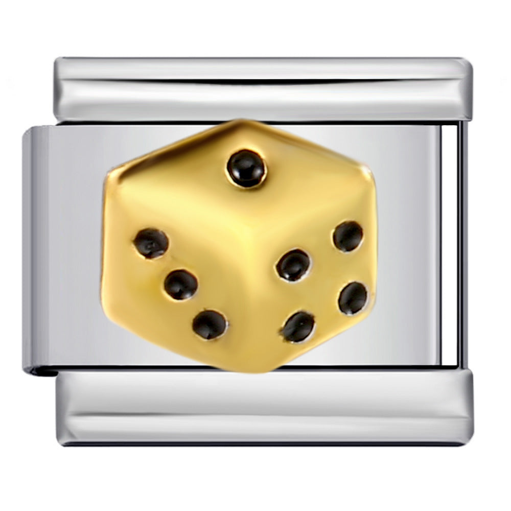 New Chess and Card Entertainment Stainless Steel Italian Module Bracelet Gold Plated Drip Oil Personalized DIY Welding Bracelet Wholesale New Chess and Card Entertainment Stainless Steel Italian Module Bracelet Gold Plated Drip Oil Personalized DIY Welding Bracelet Wholesale