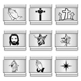 Titanium Steel Laser Engraved Cross Italian Module Bracelet DIY Watch Strap Chain Italian Charms Titanium Steel Laser Engraved Cross Italian Module Bracelet DIY Watch Strap Chain Italian Charms