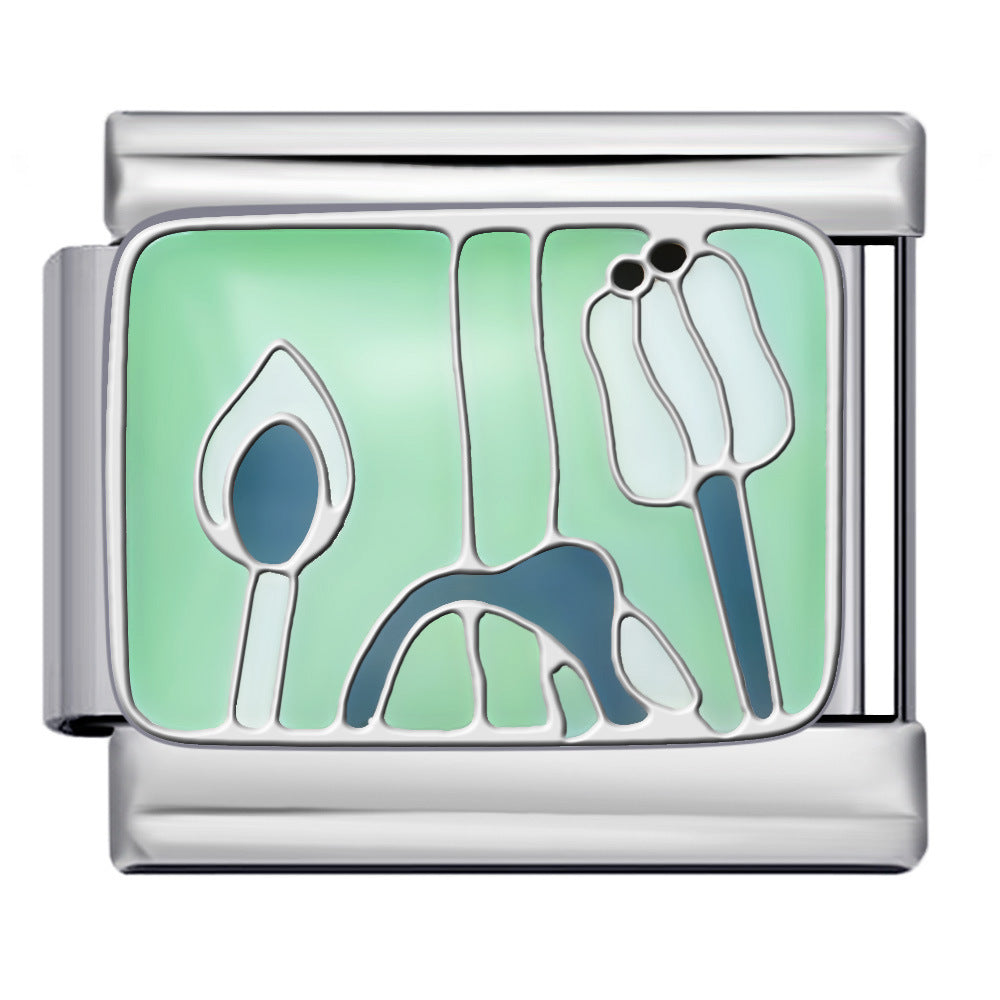 New Stainless Steel Welding Drip Oil DIY Bracelet Italian Module Bracelet Colorful Pattern Personalized Splicing Bracelet New Stainless Steel Welding Drip Oil DIY Bracelet Italian Module Bracelet Colorful Pattern Personalized Splicing Bracelet