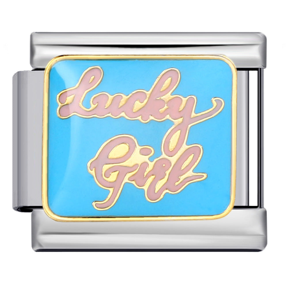 Italian Charm Fashion Stainless Steel Bracelet Gold Silver Welded Drip Oil DIY Modular Jewelry Wholesale Italian Charm Fashion Stainless Steel Bracelet Gold Silver Welded Drip Oil DIY Modular Jewelry Wholesale