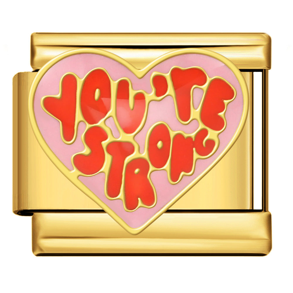 Full Gold Love Italian Module Bracelet Titanium Steel Welding Drip Oil DIY Elastic Splicing Strap Chain Wholesale Full Gold Love Italian Module Bracelet Titanium Steel Welding Drip Oil DIY Elastic Splicing Strap Chain Wholesale