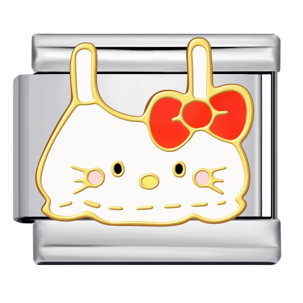 Cute Cartoon Character Series Titanium Steel Welding Drip Oil DIY Bracelet Italian Module Bracelet Accessories Wholesale Cute Cartoon Character Series Titanium Steel Welding Drip Oil DIY Bracelet Italian Module Bracelet Accessories Wholesale