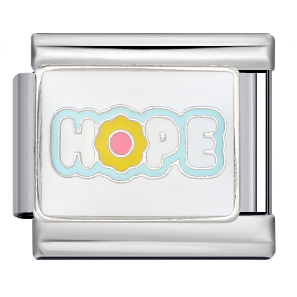 Colorful English Italian Module Bracelet Stainless Steel Welding Drip Oil DIY Jewelry Primary School Children's Gift Colorful English Italian Module Bracelet Stainless Steel Welding Drip Oil DIY Jewelry Primary School Children's Gift