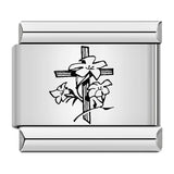 Titanium Steel Laser Engraved Cross Italian Module Bracelet DIY Watch Strap Chain Italian Charms Titanium Steel Laser Engraved Cross Italian Module Bracelet DIY Watch Strap Chain Italian Charms