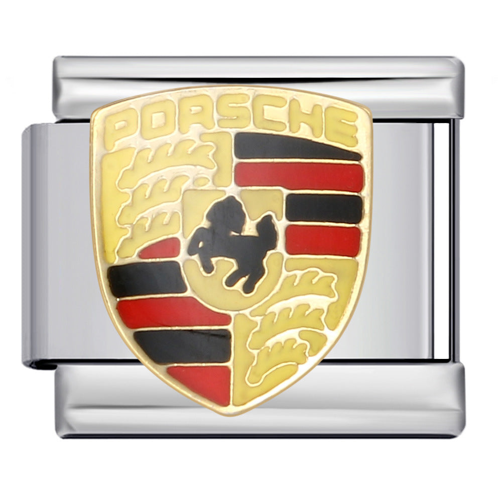 Italian Module Bracelet Automotive Logo Series Titanium Steel Welding Drip Oil DIY Elastic Splicing Table Italian Module Bracelet Automotive Logo Series Titanium Steel Welding Drip Oil DIY Elastic Splicing Table