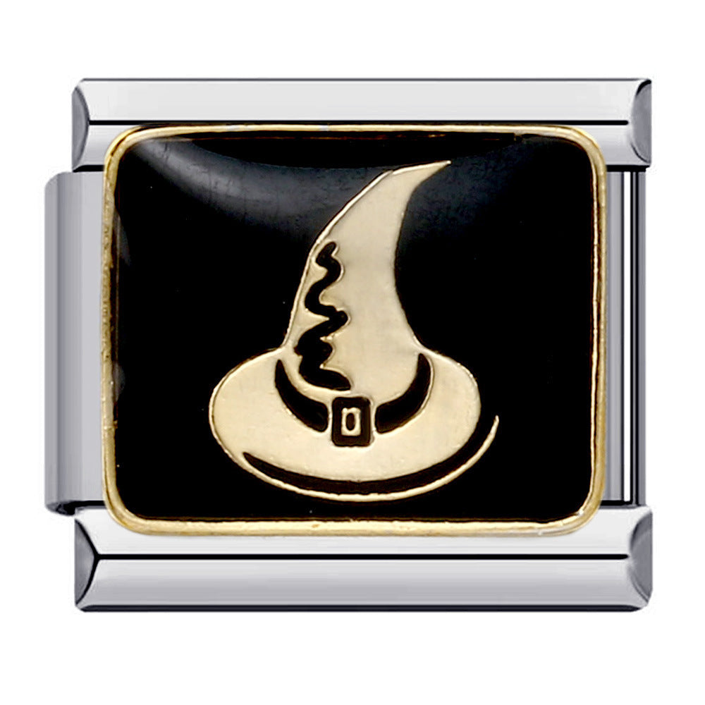 European and American Popular Halloween Module Bracelet with Titanium Steel Welding and Oil Dripping Dark Pattern Italian Modular European and American Popular Halloween Module Bracelet with Titanium Steel Welding and Oil Dripping Dark Pattern Italian Modular