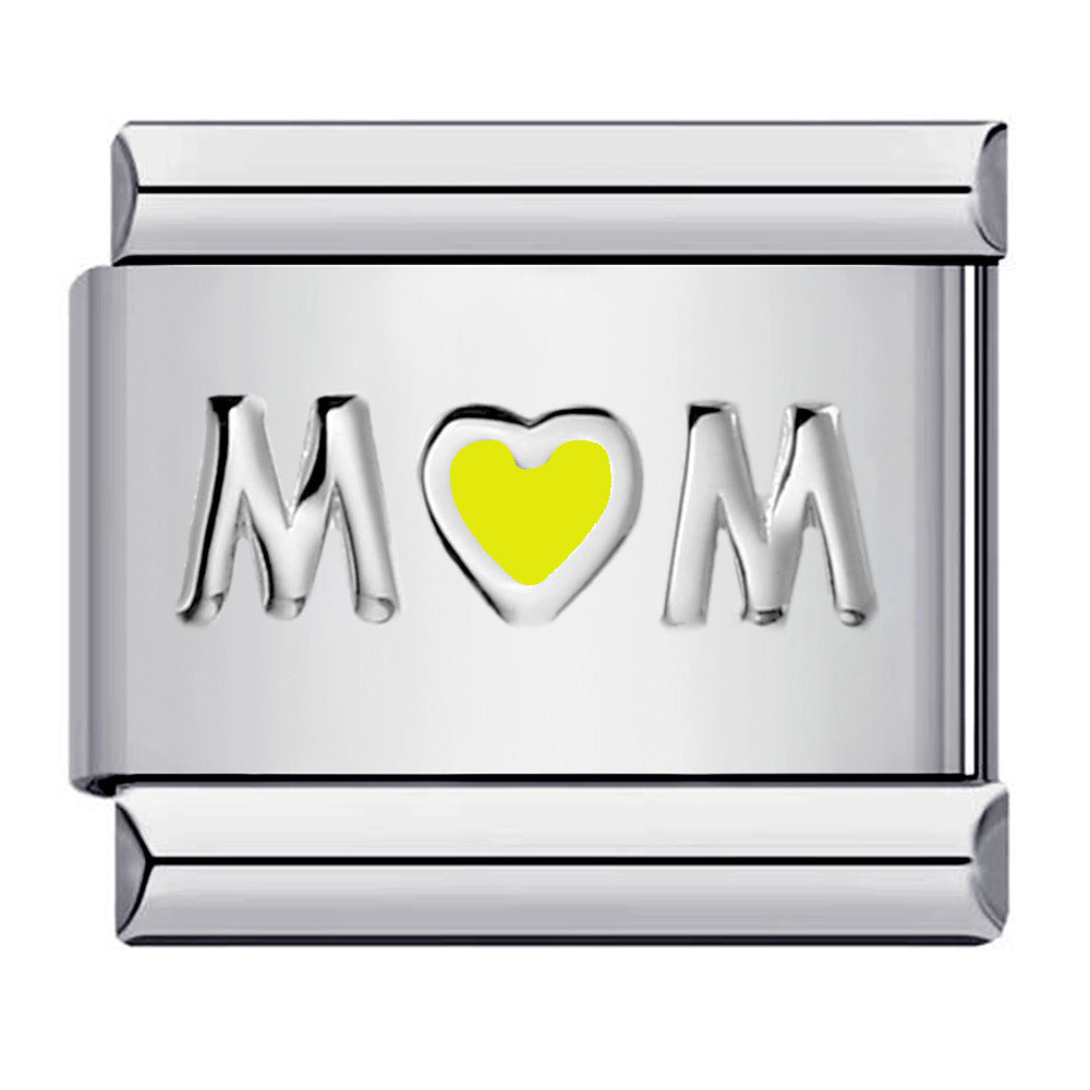 Italian Module Bracelet Color Drip Oil Stamping Pattern DIY Titanium Steel Elastic Splicing Bracelet Accessories Wholesale Italian Module Bracelet Color Drip Oil Stamping Pattern DIY Titanium Steel Elastic Splicing Bracelet Accessories Wholesale