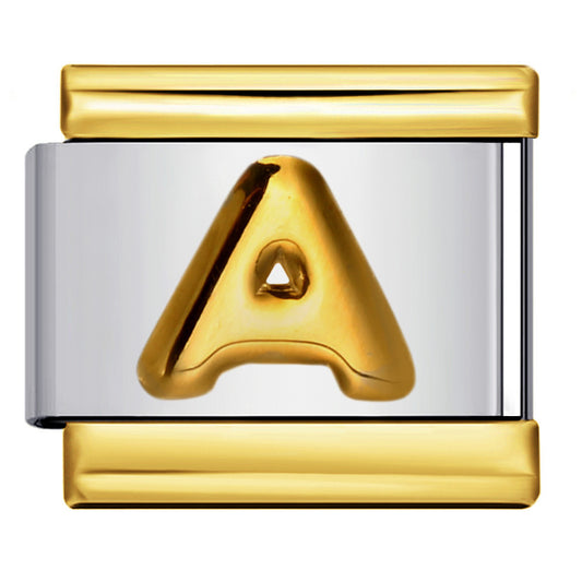 Gold Package Silver Convex Letter Italian Module Bracelet Stainless Steel DIY Elastic Splicing Strap Chain Wholesale