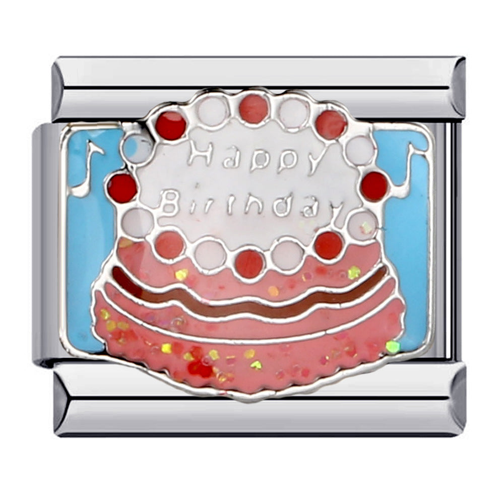 New Dessert Cake Elements Italian Module Bracelet Stainless Steel Welding Drip Oil DIY Fashion Bracelet New Dessert Cake Elements Italian Module Bracelet Stainless Steel Welding Drip Oil DIY Fashion Bracelet