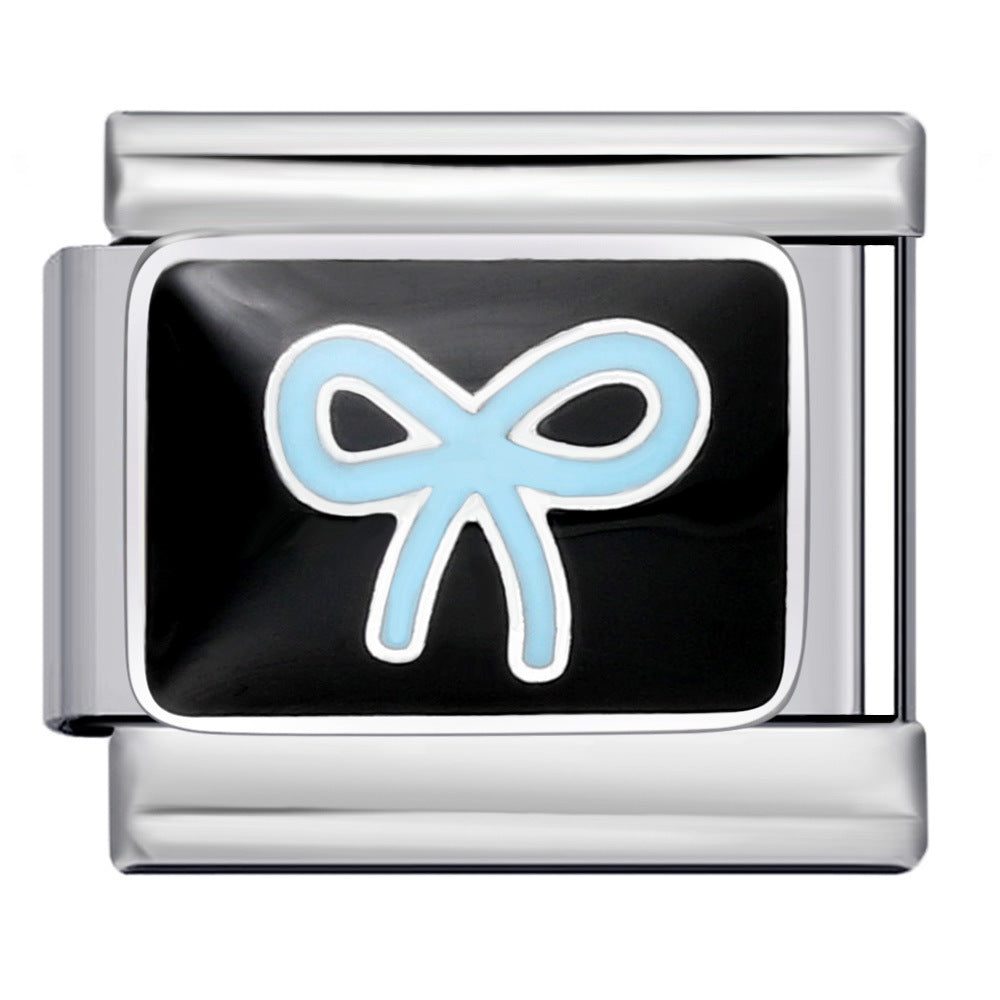 Personalized Pattern Italian Module Bracelet Stainless Steel Welding Drip Oil Cartoon DIY Elastic Splicing Bracelet Personalized Pattern Italian Module Bracelet Stainless Steel Welding Drip Oil Cartoon DIY Elastic Splicing Bracelet