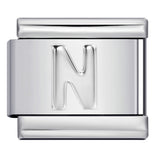 Italian Stainless Steel Silver Raised 26 Letter DIY Module Bracelet with Free Splicing Elastic Watch Strap Italian Stainless Steel Silver Raised 26 Letter DIY Module Bracelet with Free Splicing Elastic Watch Strap