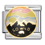 New River, Mountain, Seaside Scenery Italian Module Bracelet with Gold Plating and Oil Dripping DIY Welding Stainless Steel Bracelet New River, Mountain, Seaside Scenery Italian Module Bracelet with Gold Plating and Oil Dripping DIY Welding Stainless Steel Bracelet