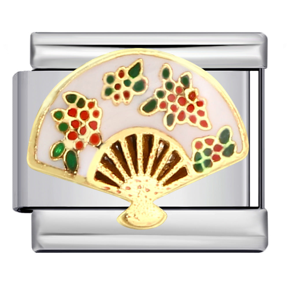 New Chess and Card Entertainment Stainless Steel Italian Module Bracelet Gold Plated Drip Oil Personalized DIY Welding Bracelet Wholesale New Chess and Card Entertainment Stainless Steel Italian Module Bracelet Gold Plated Drip Oil Personalized DIY Welding Bracelet Wholesale