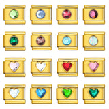 Gold Colored Heart-shaped Circle Diamond Italian Module Bracelet DIY Titanium Steel Welded Elastic Watch Chain Accessory Gold Colored Heart-shaped Circle Diamond Italian Module Bracelet DIY Titanium Steel Welded Elastic Watch Chain Accessory