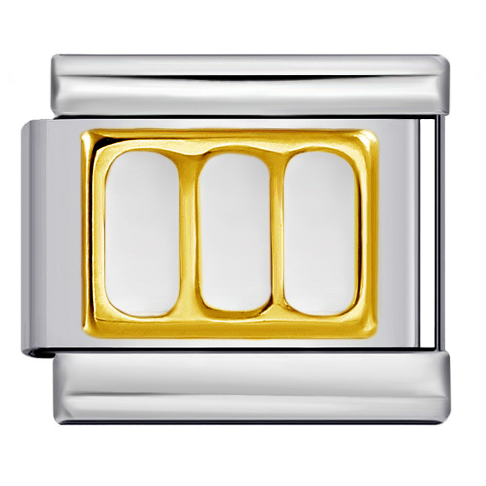 New Titanium Steel Pentagram Eye Italian Module Bracelet Stamped Pattern Drip Oil DIY Elastic Strap Chain New Titanium Steel Pentagram Eye Italian Module Bracelet Stamped Pattern Drip Oil DIY Elastic Strap Chain